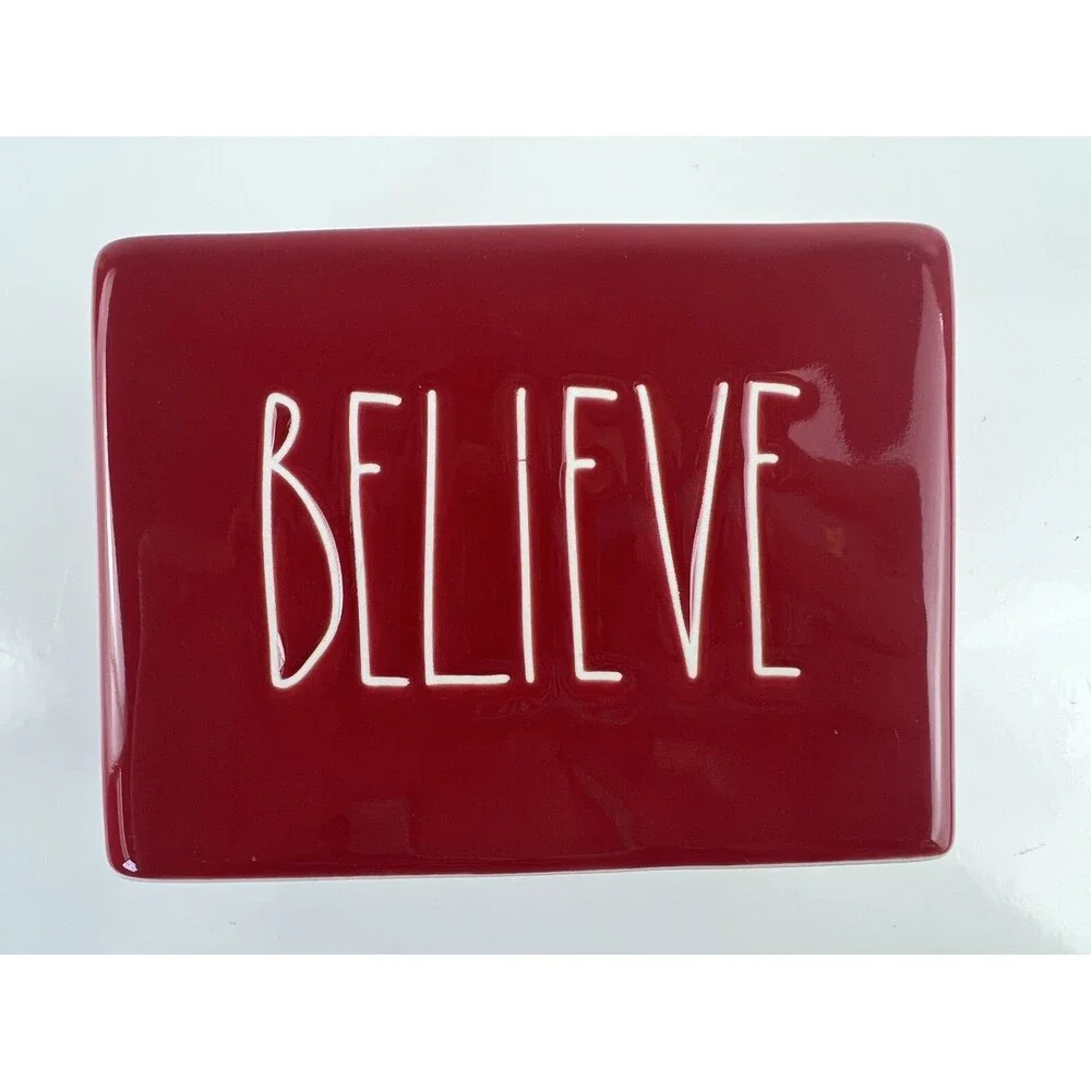 Rae Dunn “BELIEVE” Toothbrush Makeup Brush Divided Organization Holder